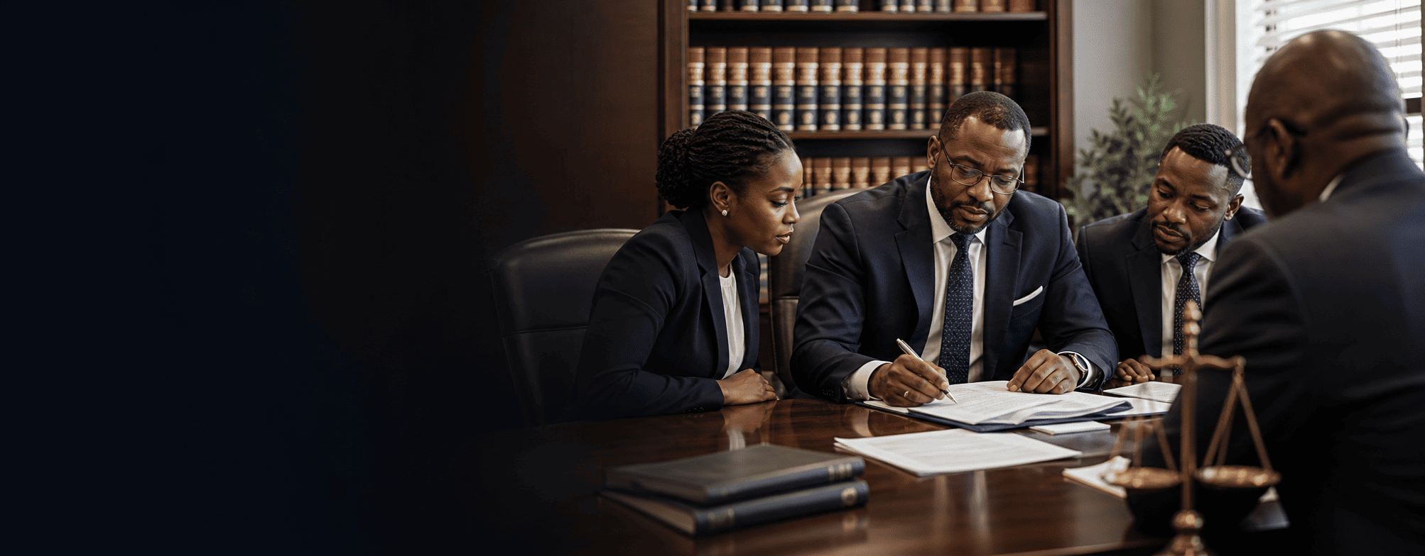 Ghanaian lawyers reviewing legal documents